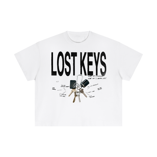 0004 Lost Keys Tee - White - Heavyweight Cotton Boxy T-Shirt