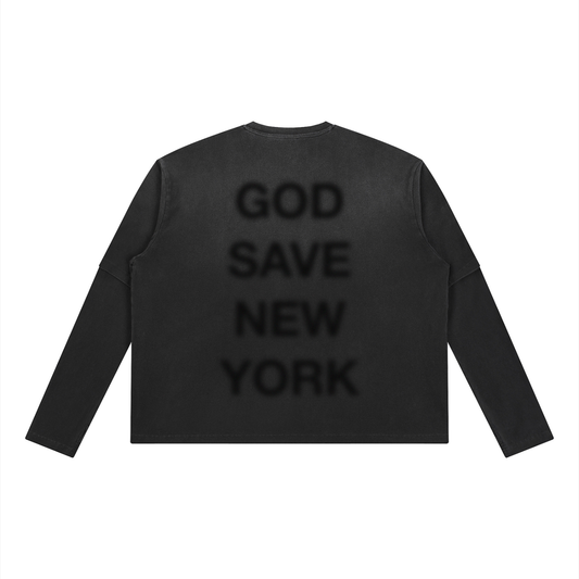 0005 Self Titled Tee - Black - Vintage Wash Distressed Layered T-Shirt - Black