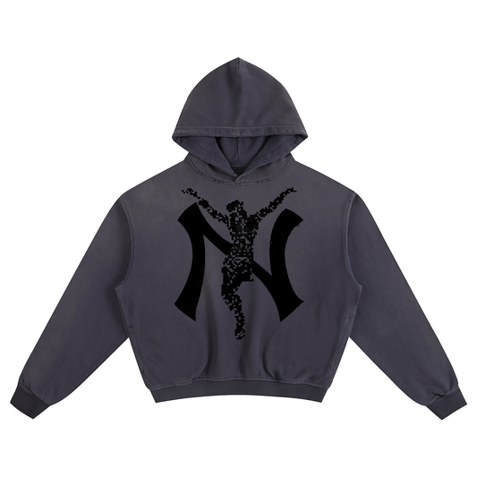 1000 The Messiah Hoodie - Heavyweight Cotton Cropped Boxy Hoodie Sunfaded