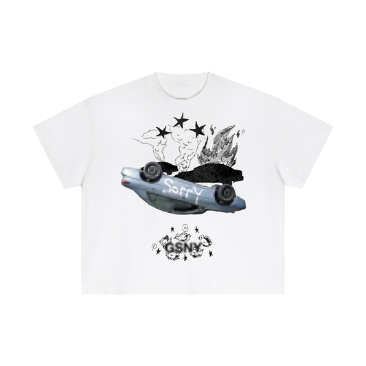 0003 Sorry Tee - White - Heavyweight Cotton Boxy T-Shirt