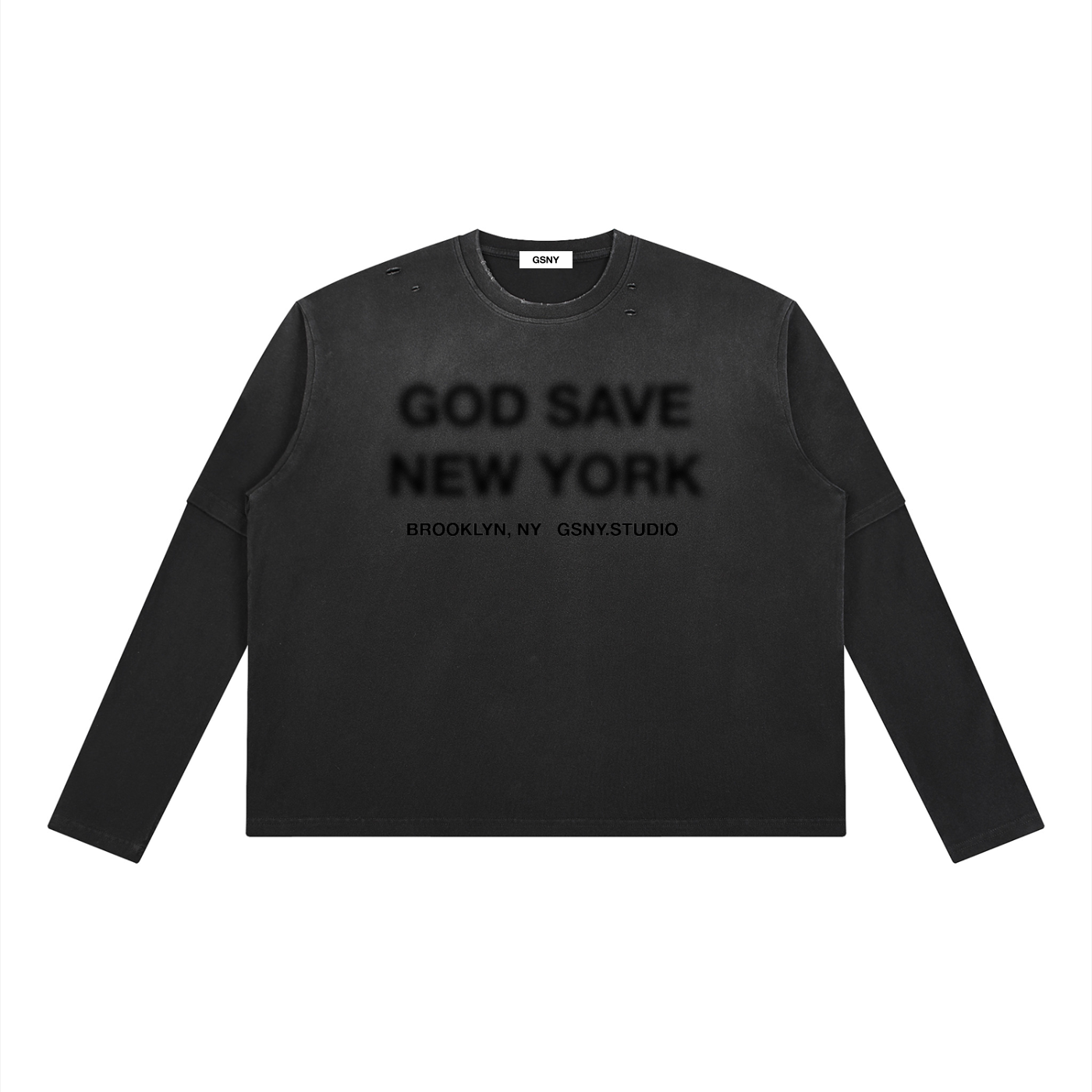 0005 Self Titled Tee - Black - Vintage Wash Distressed Layered T-Shirt - Black